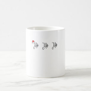 Caneca De Café Ho Ho vestindo um chapéu vermelho de santa