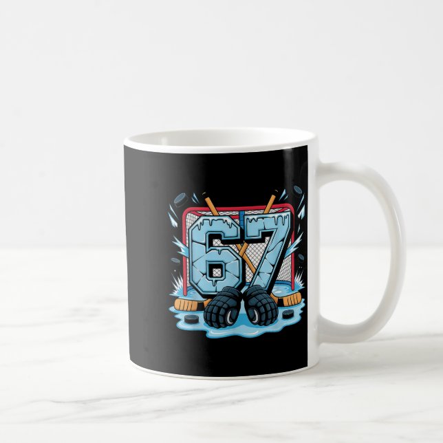 Caneca De Café Hockey 67 Drip Ice Rink Gloves Meme Six Seven Srts (Direita)