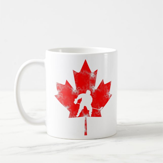 Caneca De Café Hockey com Folha de Maple Canadense para Presente  (Esquerda)