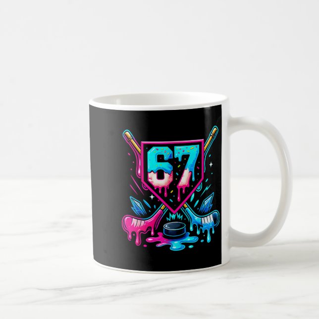 Caneca De Café Hockey Drip 6 7 Number 67 Six Seven Meme Men Boys  (Direita)