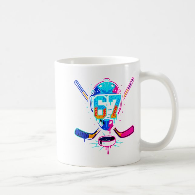 Caneca De Café Hockey Ice Cream Drip Number 67 Player 67th Birthd (Direita)