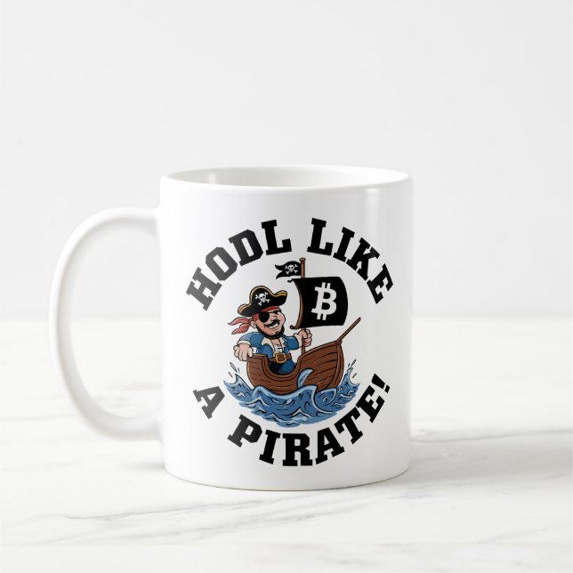 Caneca De Café HODL como um pirata! - Stormy Crypto Sea (Esquerda)