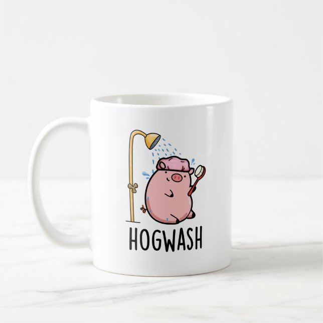 Caneca De Café Hogwash Funny Pig Pun (Esquerda)
