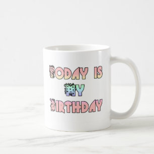 Caneca De Café Hoje é Meu Aniversário Arte Impressa Rosa Bebê