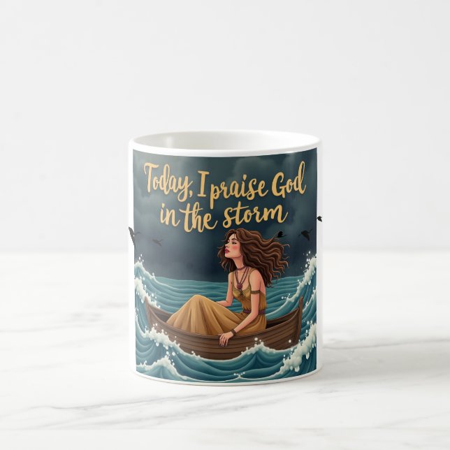 Caneca De Café Hoje, eu elogio Deus na Tempestade (Centro)