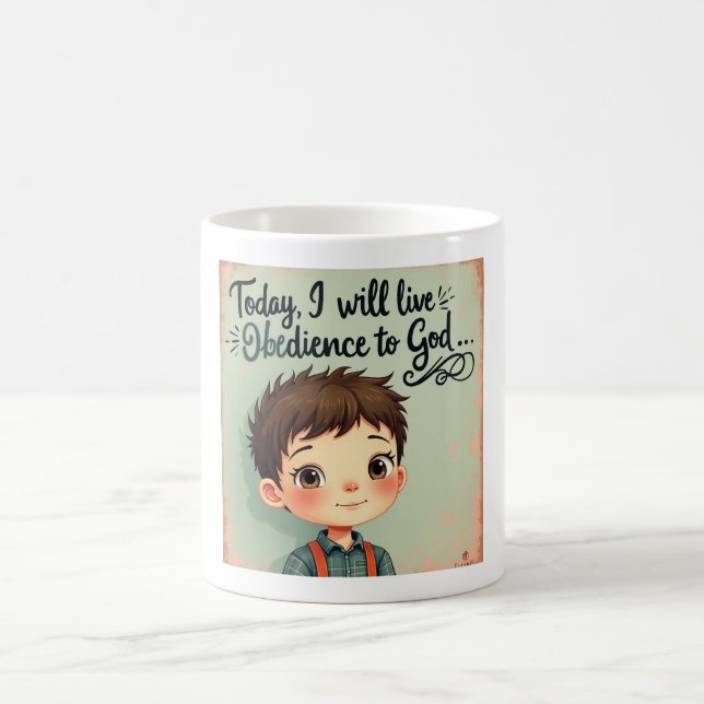 Caneca De Café Hoje viverei obediência a Deus (Centro)