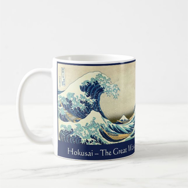 Caneca De Café Hokusai – The Great Wave – Custom Text   (Esquerda)