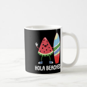 Caneca De Café Hola Beaches Cute Kawaii Watermelon Surfboard Beac
