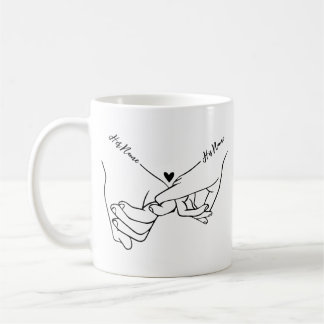 Caneca De Café Holding Hands Custom Name Valentine Mug