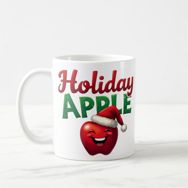 Caneca De Café Holiday Apple Retro Christmas Design  (Esquerda)