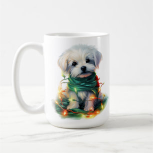 CANECA DE CAFÉ HOLIDAY CHRISTMAS MALTESE BRANCO CÃO