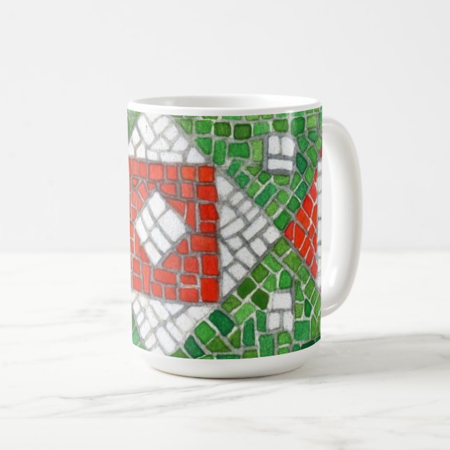 Caneca De Café HOLIDAY MOSAIC Tall White Mug (Frente Esquerda)