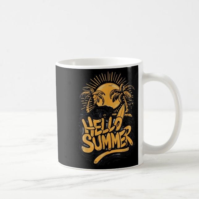 Caneca De Café Holiday Vibe Hello Summer Sunshine Beach Ocean Bea (Direita)