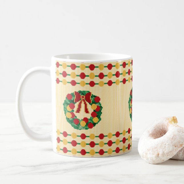Caneca De Café Holiday Wreath Knit (Com Donut)