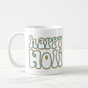 Caneca De Café holiES - FELIZ HOLI, apenas um contorno colorido 1