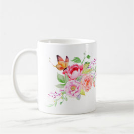 Caneca De Café holiES - Flores de Mola de Aquarela Buquê 2