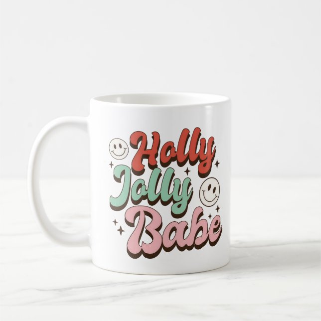Caneca De Café Holly Jolly Babe Groovy Natal (Esquerda)