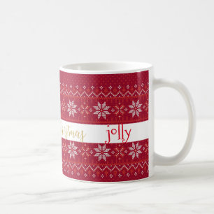 Caneca De Café Holly Jolly Feliz Fair Isle Knit