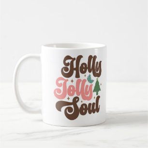 Caneca De Café Holly Jolly Soul Retro Groovy Feriados de Natal