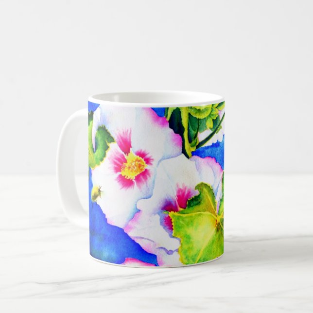 Caneca De Café Hollyhocks (Frente Esquerda)