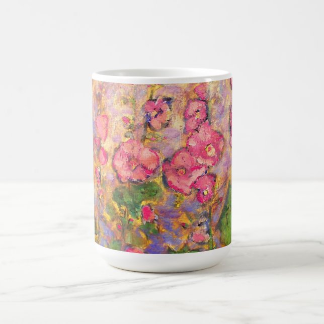 Caneca De Café hollyhocks florescendo (Centro)