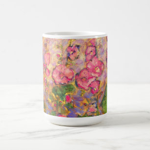 Caneca De Café hollyhocks florescendo