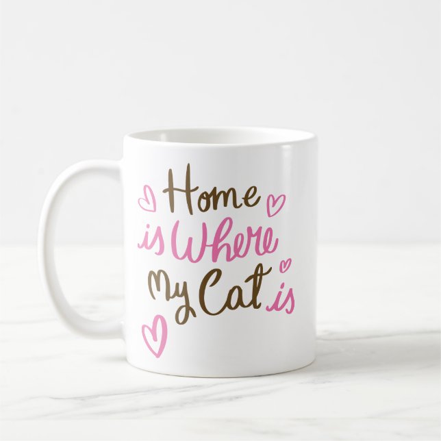 Caneca De Café Home is where my cat is 1 (Esquerda)