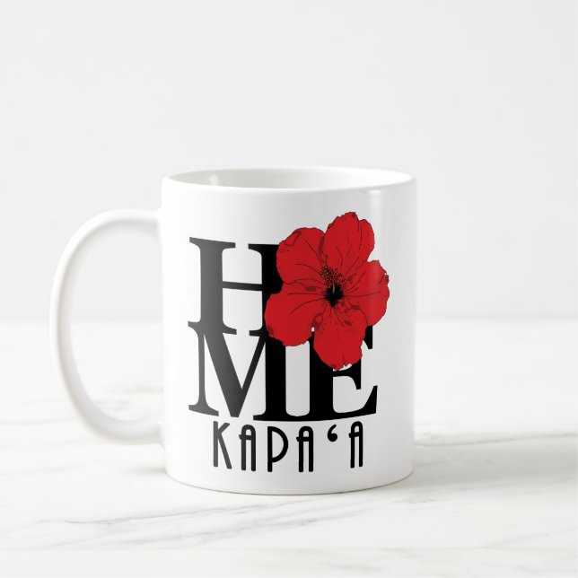 Caneca De Café HOME Kapa`a Hawaii Red Hibiscus 11oz (Esquerda)