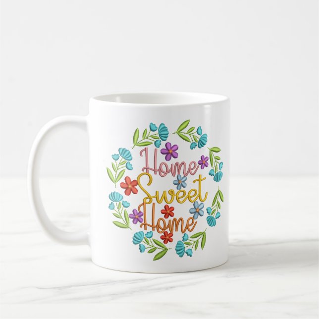 Caneca De Café Home Sweet Cote Belas Flores de Cores (Esquerda)