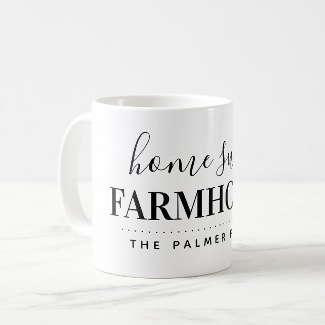 Caneca De Café Home Sweet Farmhouse Monograma (Frente Esquerda)