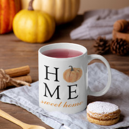 Caneca De Café Home Sweet Home | Abóbora Laranja | Fall Season