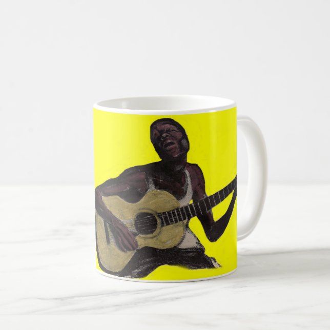 Caneca De Café homem azul cantando o blues (Frente Esquerda)