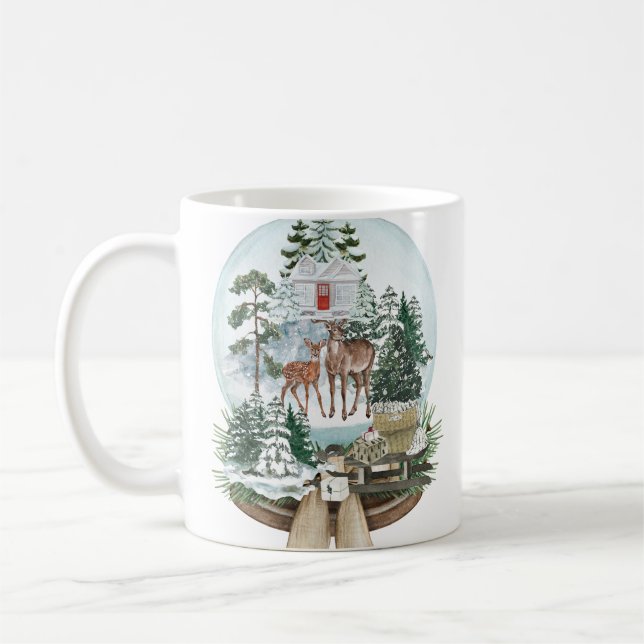 Caneca De Café Homem-cervo nobre na floresta de neve de inverno (Esquerda)