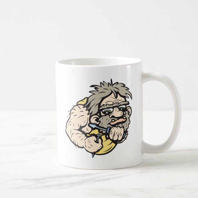 Caneca De Café Homem das cavernas!  Customizável! (Direita)