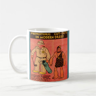 Caneca De Café Homem de caverna de bonecas de papel história em q