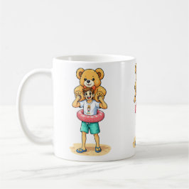 Caneca De Café Homem de Desenho Animado Fofo com Urso de Pelúcia 