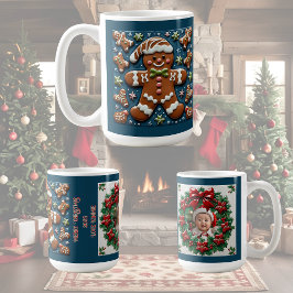 Caneca De Café Homem de gengibre com neve de Natal Personalizável
