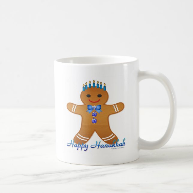 Caneca De Café Homem de gengibre da Hanukkah Judaica Menorá (Direita)