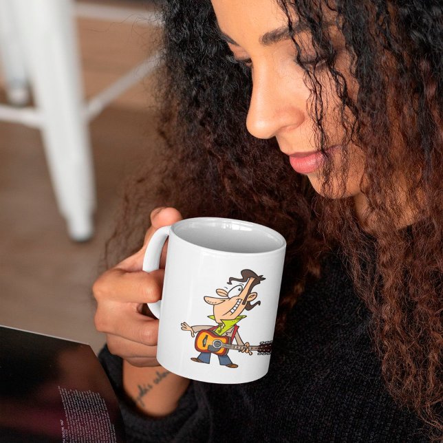 Caneca De Café Homem de Guitarra Rockstar (Criador carregado)