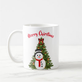 Caneca de Café Homem de Neve e Árvore de Natal