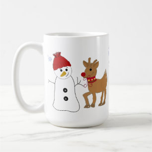 Caneca De Café Homem de Neve e uma Rena