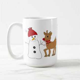 Caneca De Café Homem de Neve e uma Rena