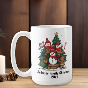 Caneca De Café Homem de Neve Família Homem de Biscoito Natal Ano