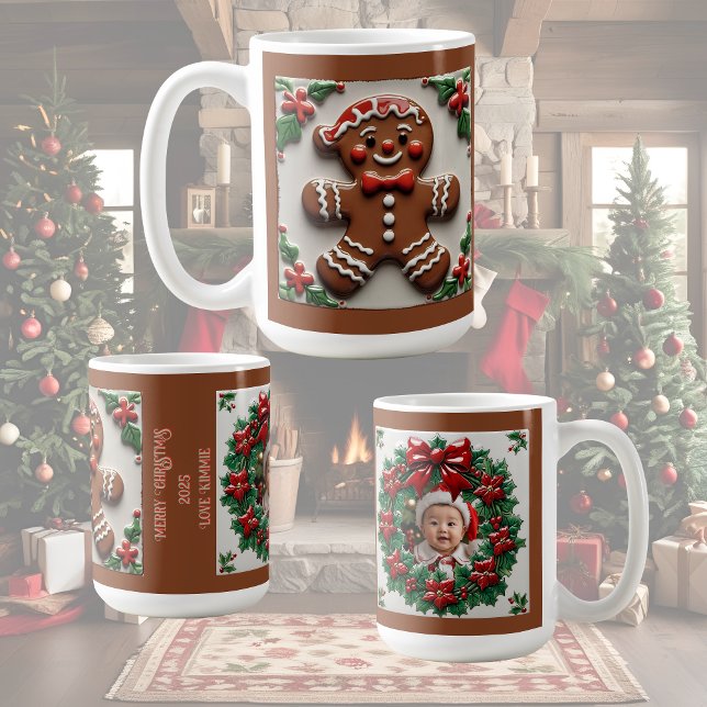 Caneca De Café Homem de Pão de Gengibre de Natal Personalizável (Criador carregado)