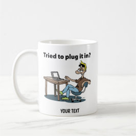 Caneca De Café Homem do Cartoon de Suporte Técnico