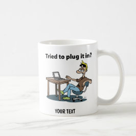 Caneca De Café Homem do Cartoon de Suporte Técnico