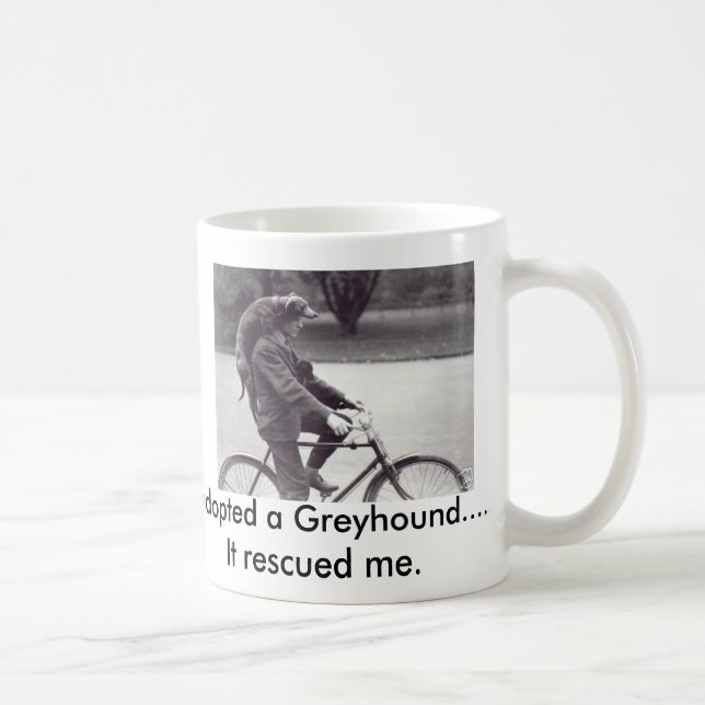 Caneca De Café Homem e galgo na bicicleta em Inglaterra, (Direita)