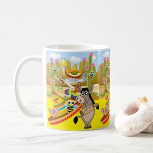 Caneca De Café Homem Mexicano Donkey Sombrero Butterfly Yellow Mu