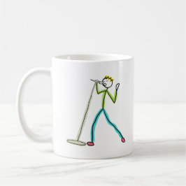 Caneca De Café Homem Palito Cantando Karaokê
