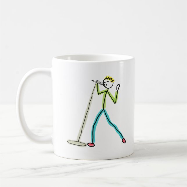 Caneca De Café Homem Palito Cantando Karaokê (Esquerda)